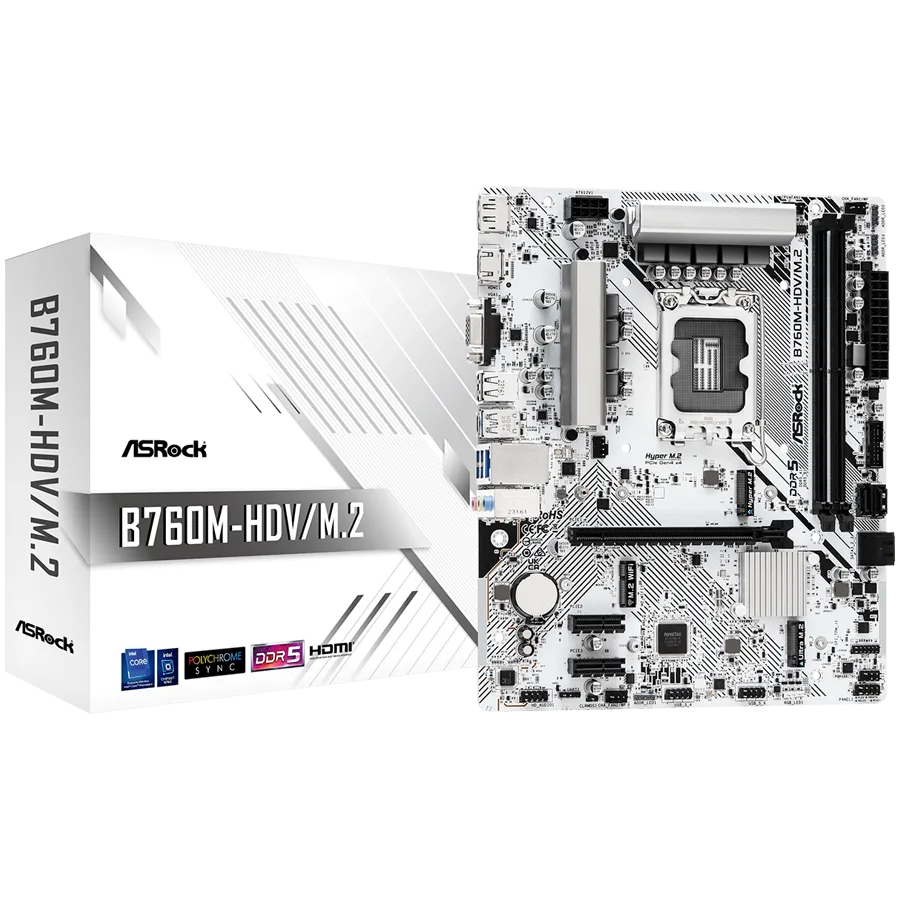 Дънна платка ASROCK B760M-HDV/M.2 mATX LGA1700 DDR5