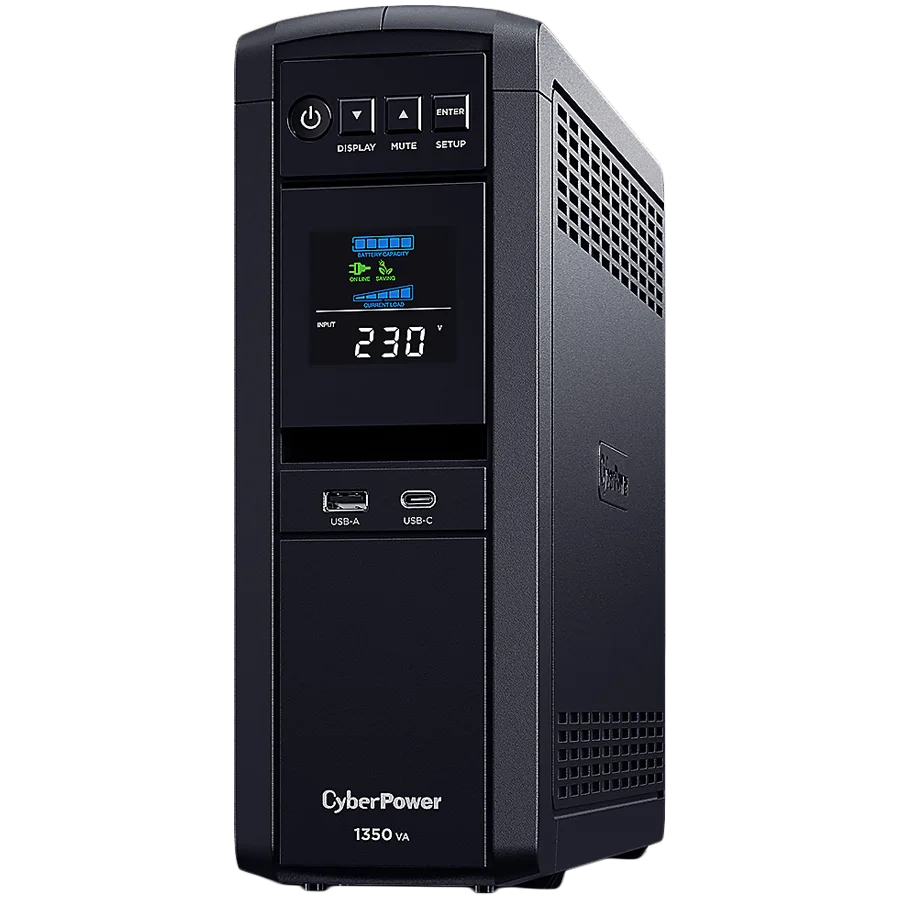 UPS CyberPower UPS AVR1350VA/810W Line-Interactive LCD display Sine Wave output (for Active PFC ) 6x Schuko Runtime at 5