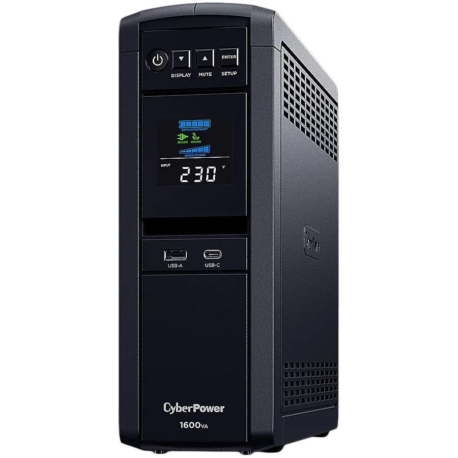 UPS CyberPower UPS AVR1600VA/1000W Line-Interactive LCD display Sine Wave output (for Active PFC ) 6x Schuko Runtime at
