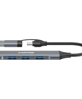 USB хъб CANYON hub DS-02 4in1 USB-A/C Grey