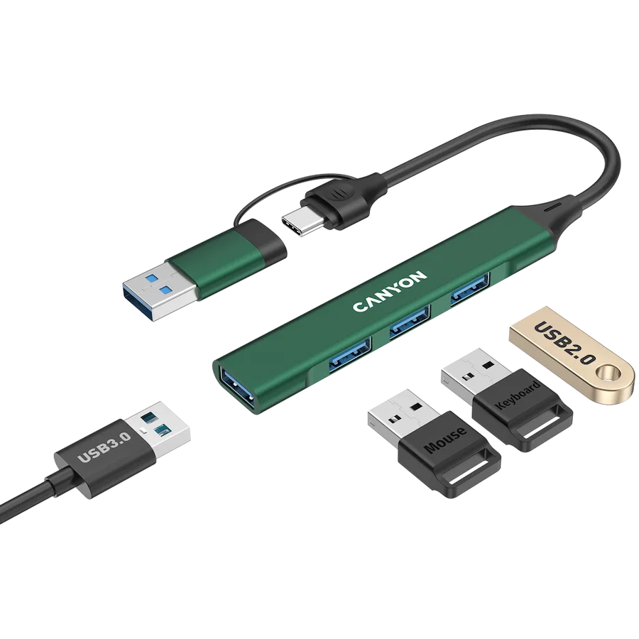 USB хъб CANYON hub DS-02 4in1 USB-A/C Green - Image 59