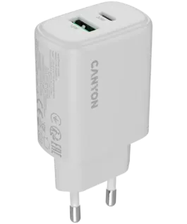 Зарядно за мобилен телефон CANYON charger OnCharge 200 20W 1xPD 1xQC EU