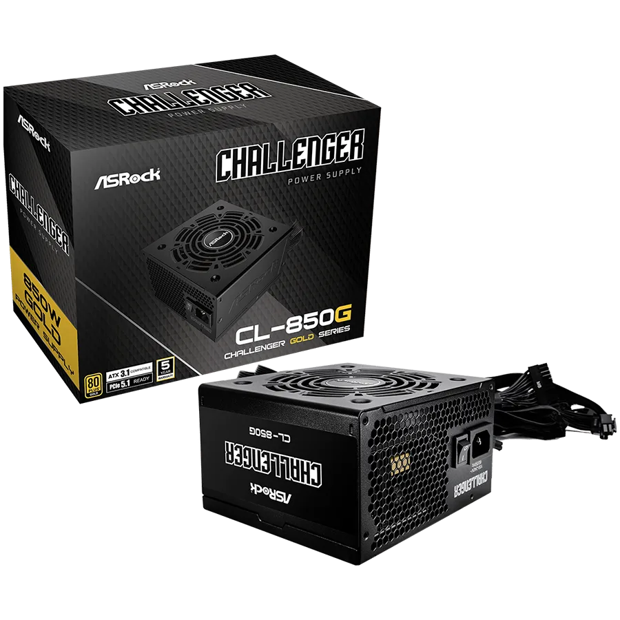 Захранване за компютър Asrock CL-850G 850W 80 Plus GOLD Non Modular PSU 2x EPS 12V CPU(4+4pin) 4x PCIe (6+2pin) 2x 4-pin