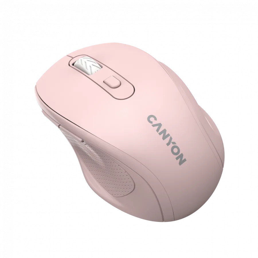 Безжична мишка Canyon 6 buttons wireless 2.4Ghz mouse, MX8650A Sensor, DPI up to 1600,Injection case, 3 M life times left and right switches, 2xAAA battery, ABS material. Size: 105x71x40mm, Weight: 59g, Pink - Image 3