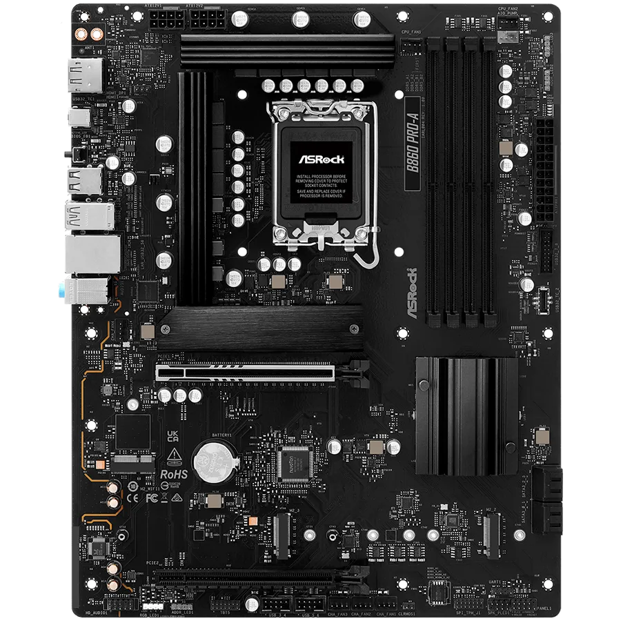 Дънна платка ASROCK MB Desktop B860 PRO-A S.1851 4x DDR5 1x PCIe 5.0 x16 1x PCIe 4.0 x4 1x Blazing M.2 2x Hyper M.2 4x S