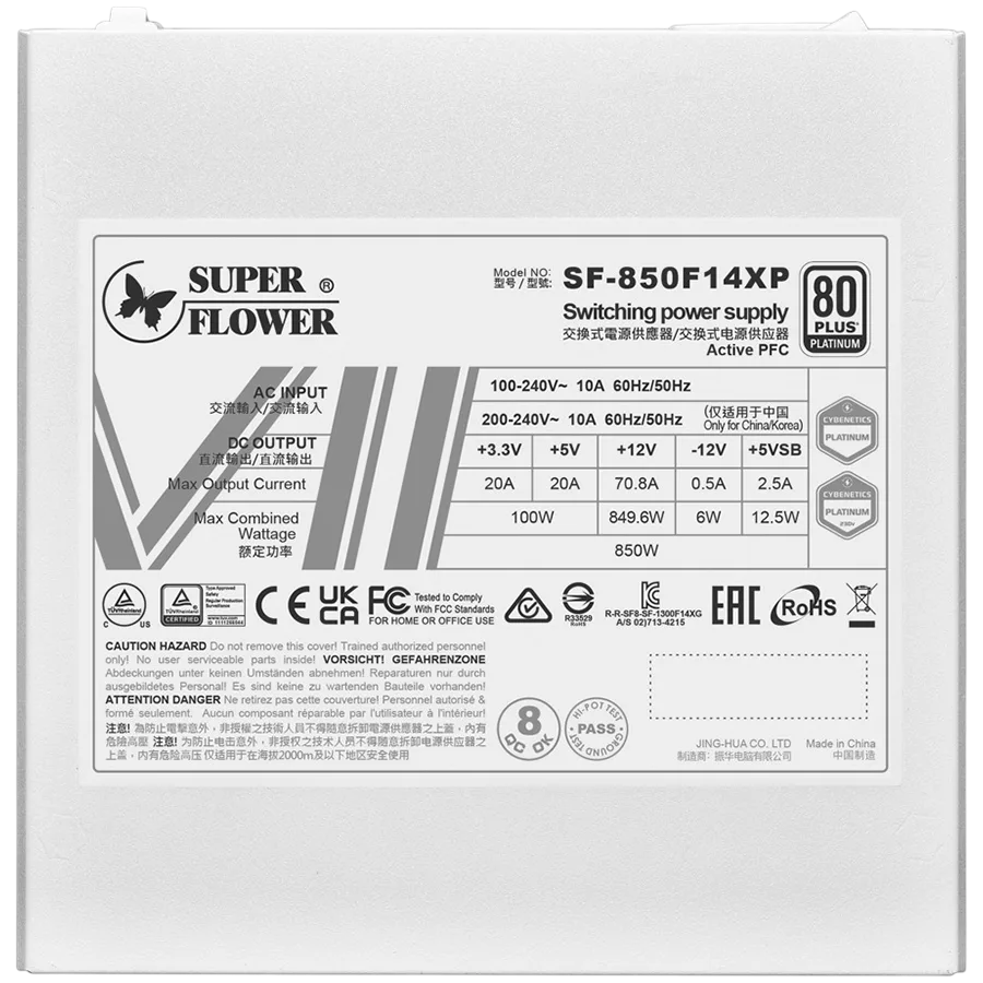 Захранване за компютър Super Flower Leadex VII Platinum 1200W ATX 3.1, 80 Plus Platinum, Fully Modular, Compact 150mm Size, 140mm F.D.B Fan, White, 10 year warranty - Image 16