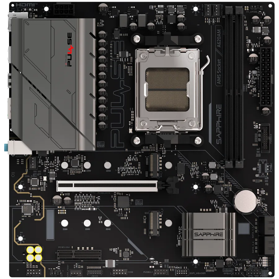 Дънна платка SAPPHIRE AMD PULSE A620AM Ryzen R3/R5 2x DDR4 PCIE 4 1x M.2 Gen4 1x M.2 Gen3 LAN 1 Gbps USB
