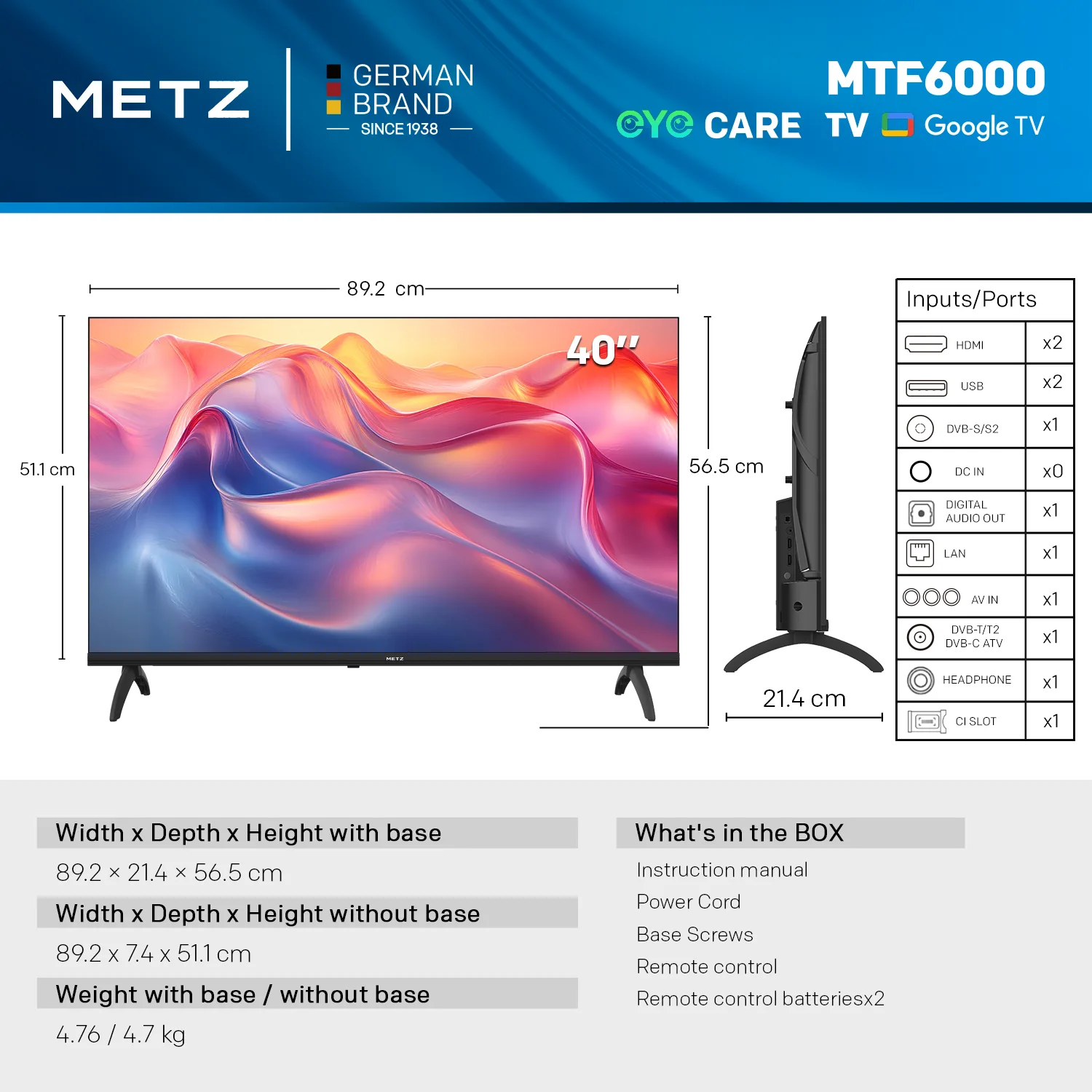 METZ Телевизор 40MTF6000Z 40" FullHD, LED TV, черен - Image 4