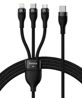 Кабел Baseus CASS030201 3в1 Flash Series USB към USB-C + micro USB + Lightning 100W 1.5м