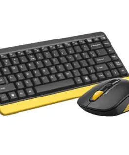 Alternative view of Комплект клавиатура и мишка A4TECH Fstyler FG1110, Безжичен, Черен/Жълт