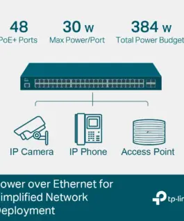 52-портов L2+ управляем гигабитен комутатор TP-Link JetStream TL-SG3452P с 48 PoE+