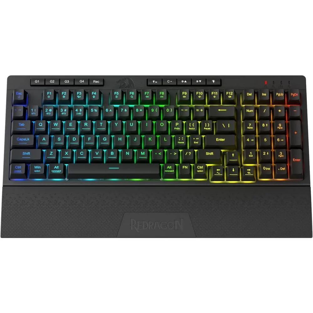 Кабелна и безжична Bluetooth механична геймърска клавиатура Redragon Shiva Pro K515RGB-PRO с RGB осветление -