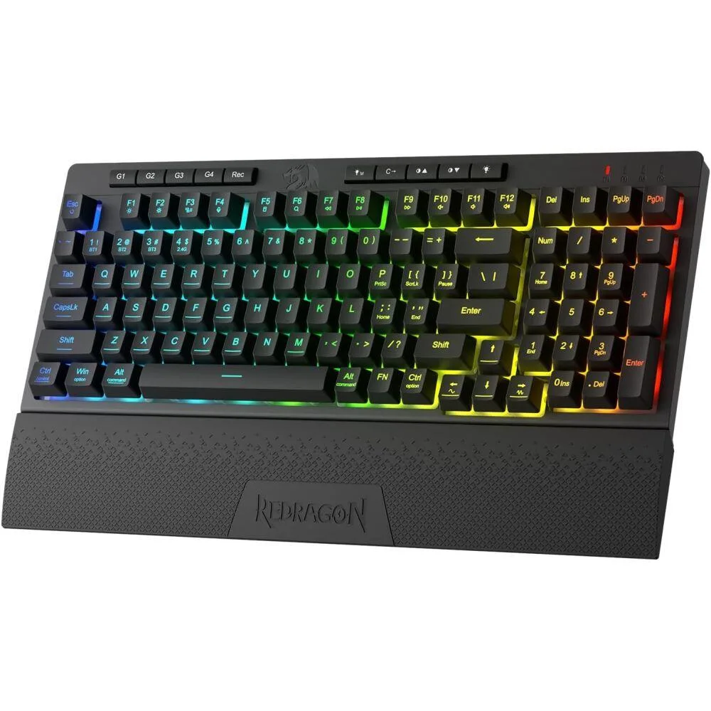 Кабелна и безжична Bluetooth механична геймърска клавиатура Redragon Shiva Pro K515RGB-PRO с RGB осветление - черна - Image 2
