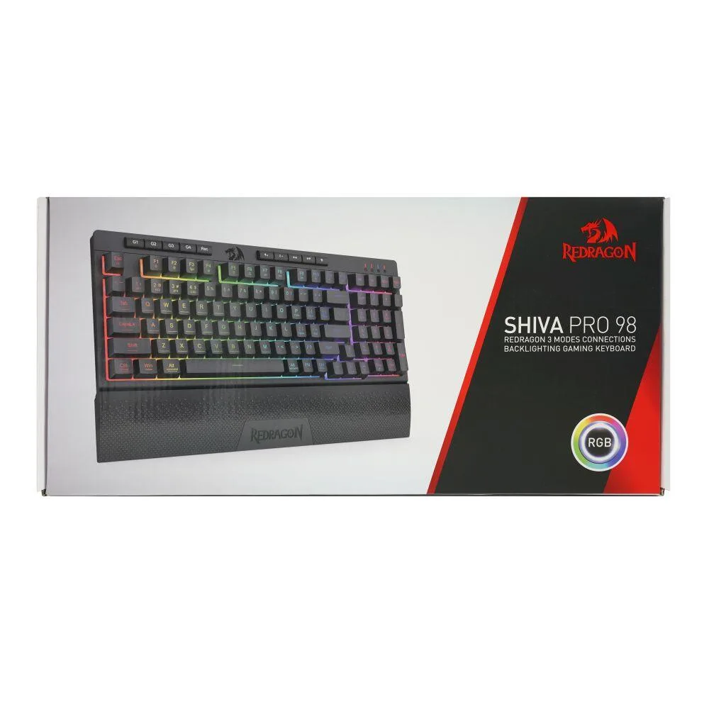 Кабелна и безжична Bluetooth механична геймърска клавиатура Redragon Shiva Pro K515RGB-PRO с RGB осветление - черна - Image 6