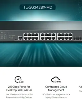 Alternative view of 24-портов комутатор TP-Link TL-SG3428X-M2 JetStream 2.5GBASE-T L2+ управляван с 4 10GE SFP+ слота