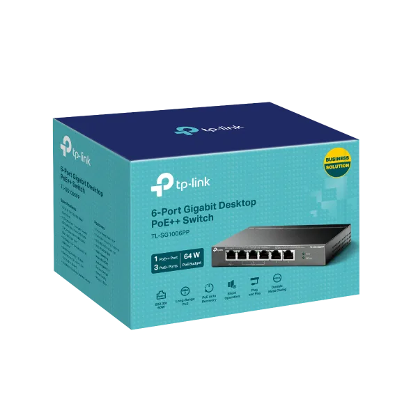 Комутатор TP-Link TL-SG1006PP 6-портов гигабитов настолен с 3-порта PoE+ и 1-порта PoE++ - Image 108