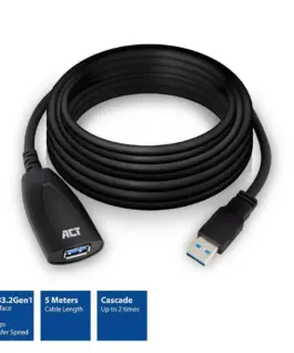 Alternative view of ACT USB 3.2 Gen 1 Удължителен активен кабел USB-A-USB-A, 5м/ вкл. до 4хAC6005USB/