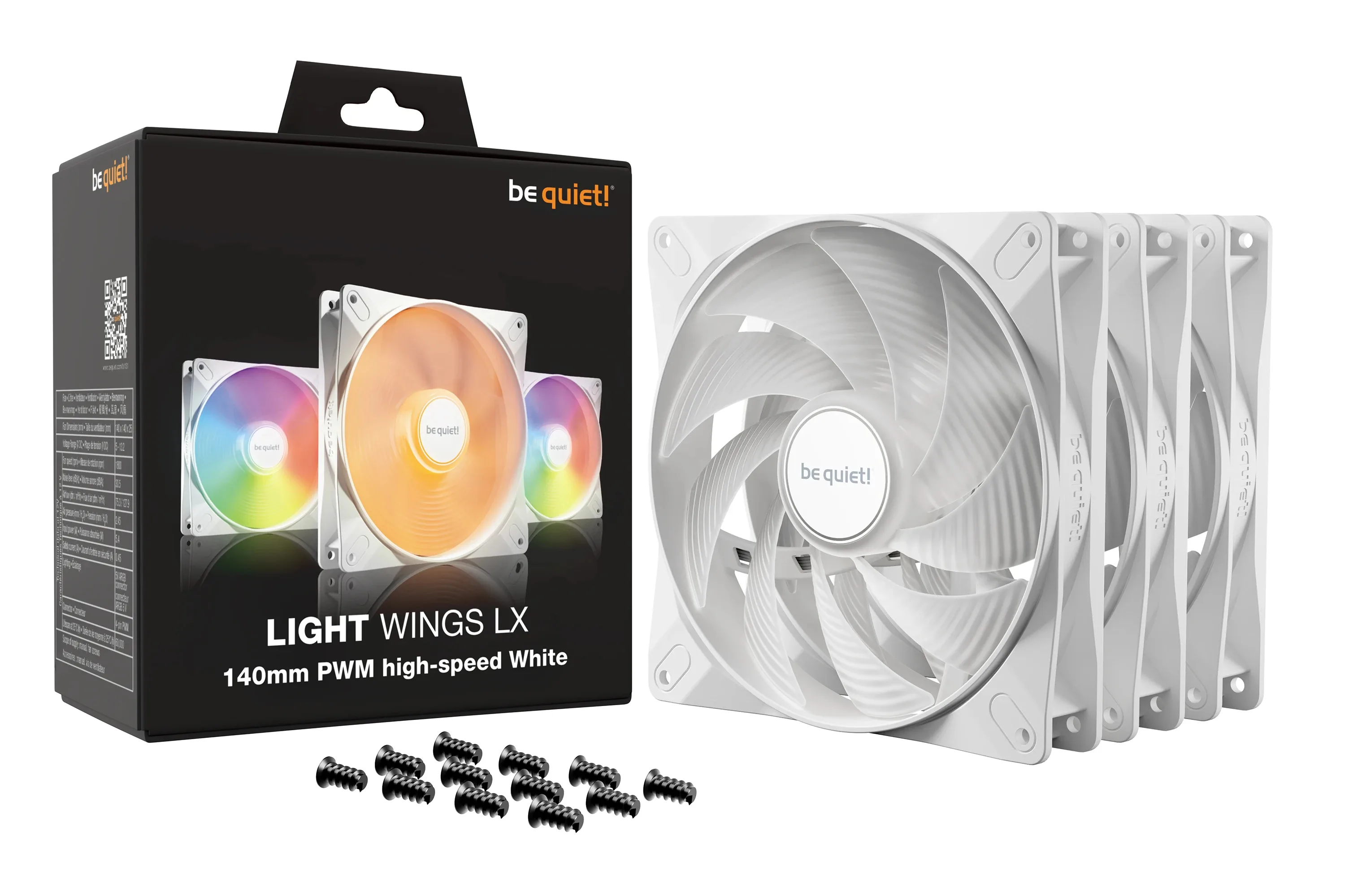 be quiet! комплект вентилатори Fan Pack 3-in-1 3 x 140mm - LIGHT WINGS LX 140mm PWM high-speed White Triple-Pack - Image 260