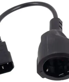 Alternative view of VCom захранващ кабел Cable Power Ext IEC 320 C14 / SCHUKO F 0.2m 16A Black - CE002-CU1.5mm-0.2m