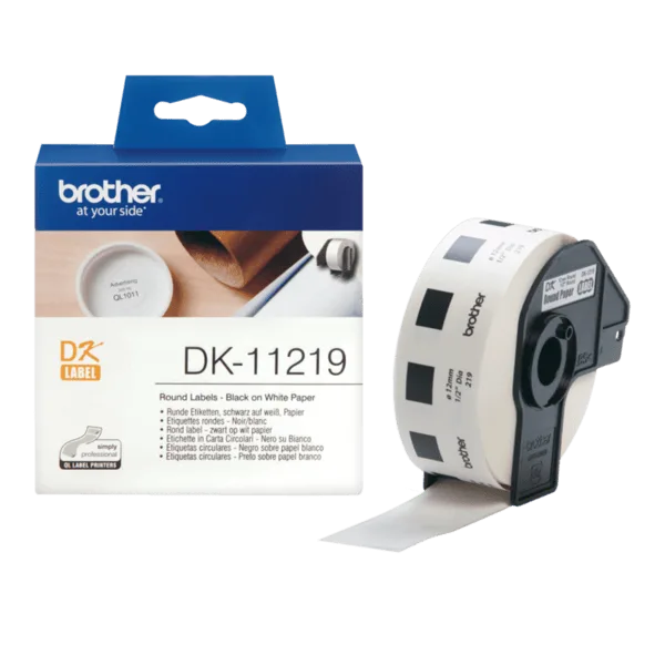 ЛЕНТА ЗА ЕТИКЕТНИ ПРИНТЕРИ BROTHER ТИП DK - ROUND PAPER LABELS - 12 mm x 12 mm x 1200 - PN DK-11219