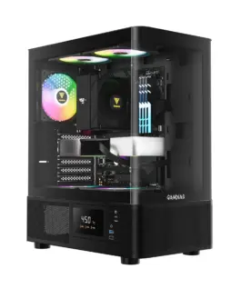 Gamdias кутия Case ATX - ATLAS E2 - 3 x 120 mm A-RGB Digital Display Curved Glass