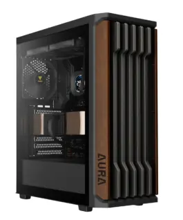 Gamdias кутия Case ATX - AURA GC11 Wood Black - USB-C
