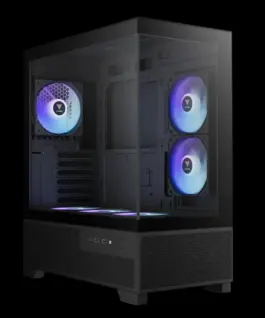 Alternative view of Gamdias кутия Case mATX - AURA GC12 ARGB BK - 6 x 120 mm A-RGB, USB-C, Tempered Glass