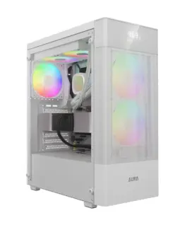 Gamdias кутия Case ATX - AURA GC5 ELITE ARGB WH - Addressable RGB Mesh Digital Display