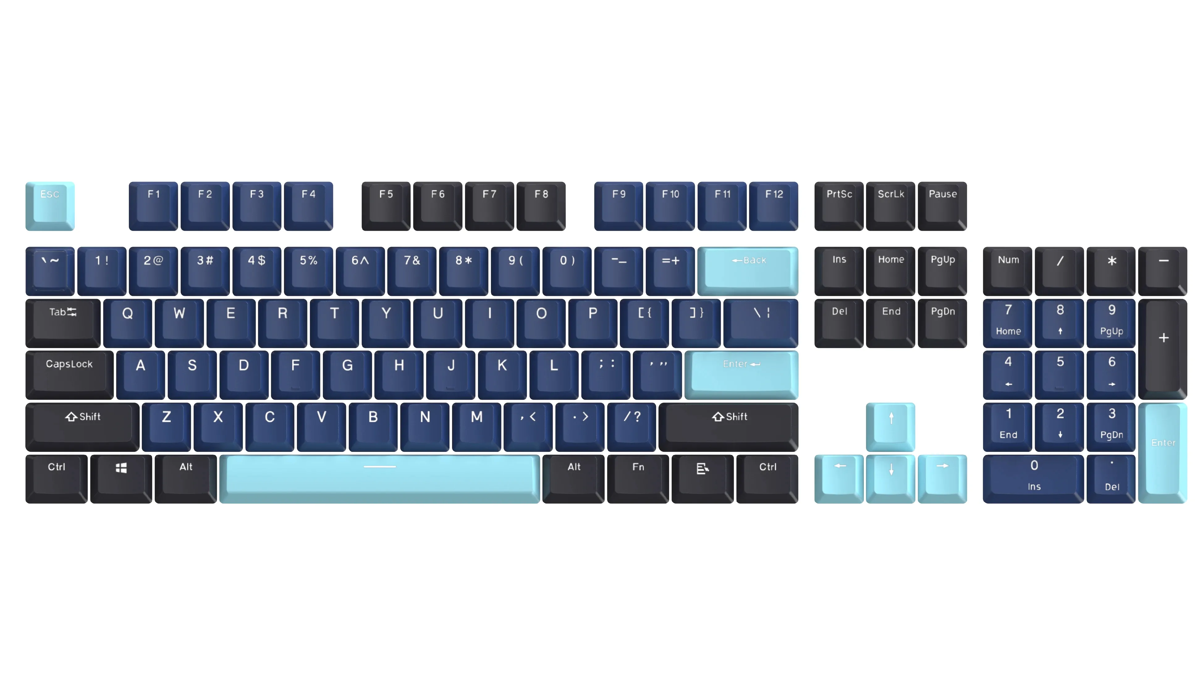 Marvo капачки за клавиатура Custom Keycap Set PBT 104 keys Dark Blue Black Cyan -