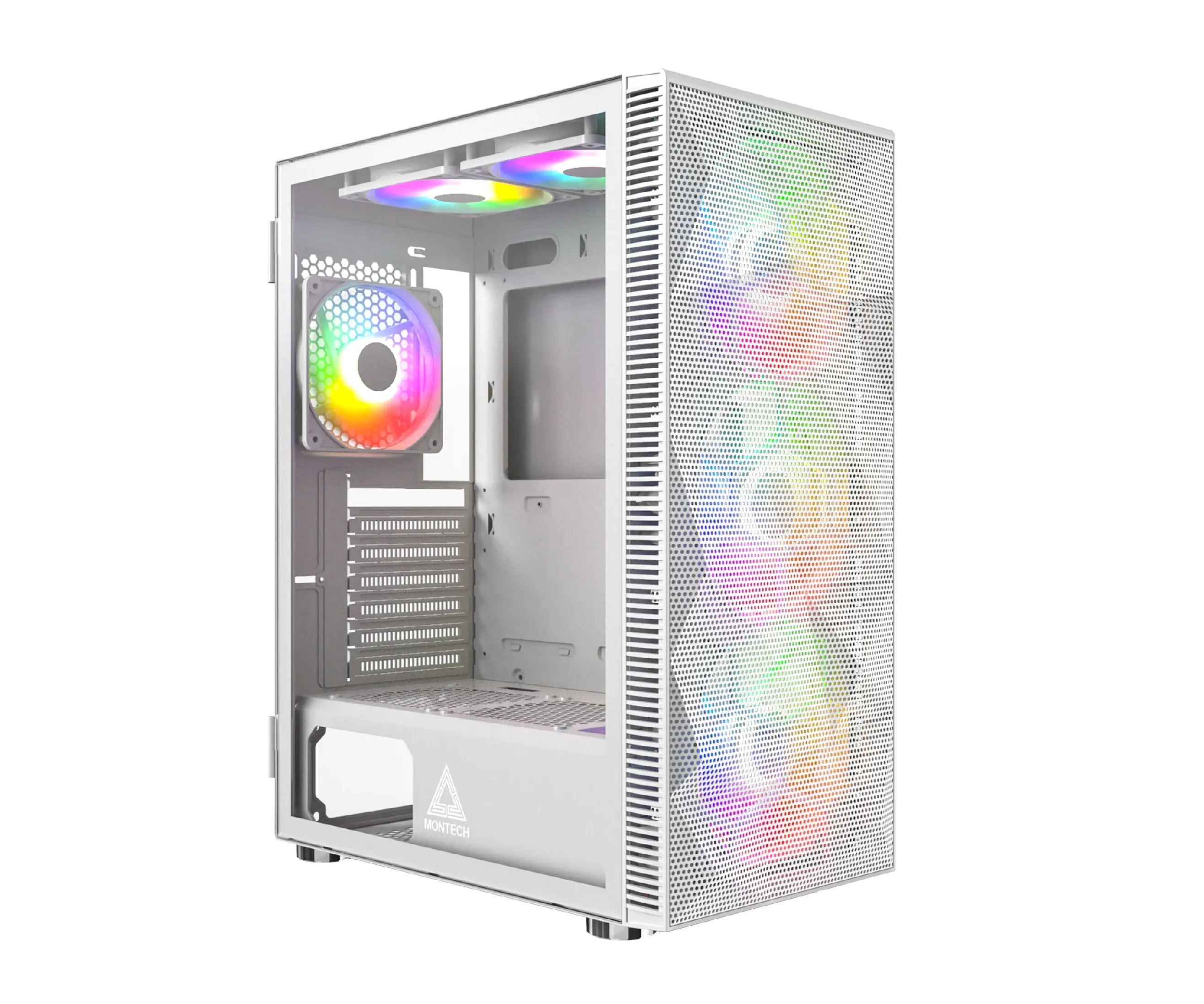 Montech кутия X3 MESH Mid-tower Case TG 6 fixed RGB Fans White