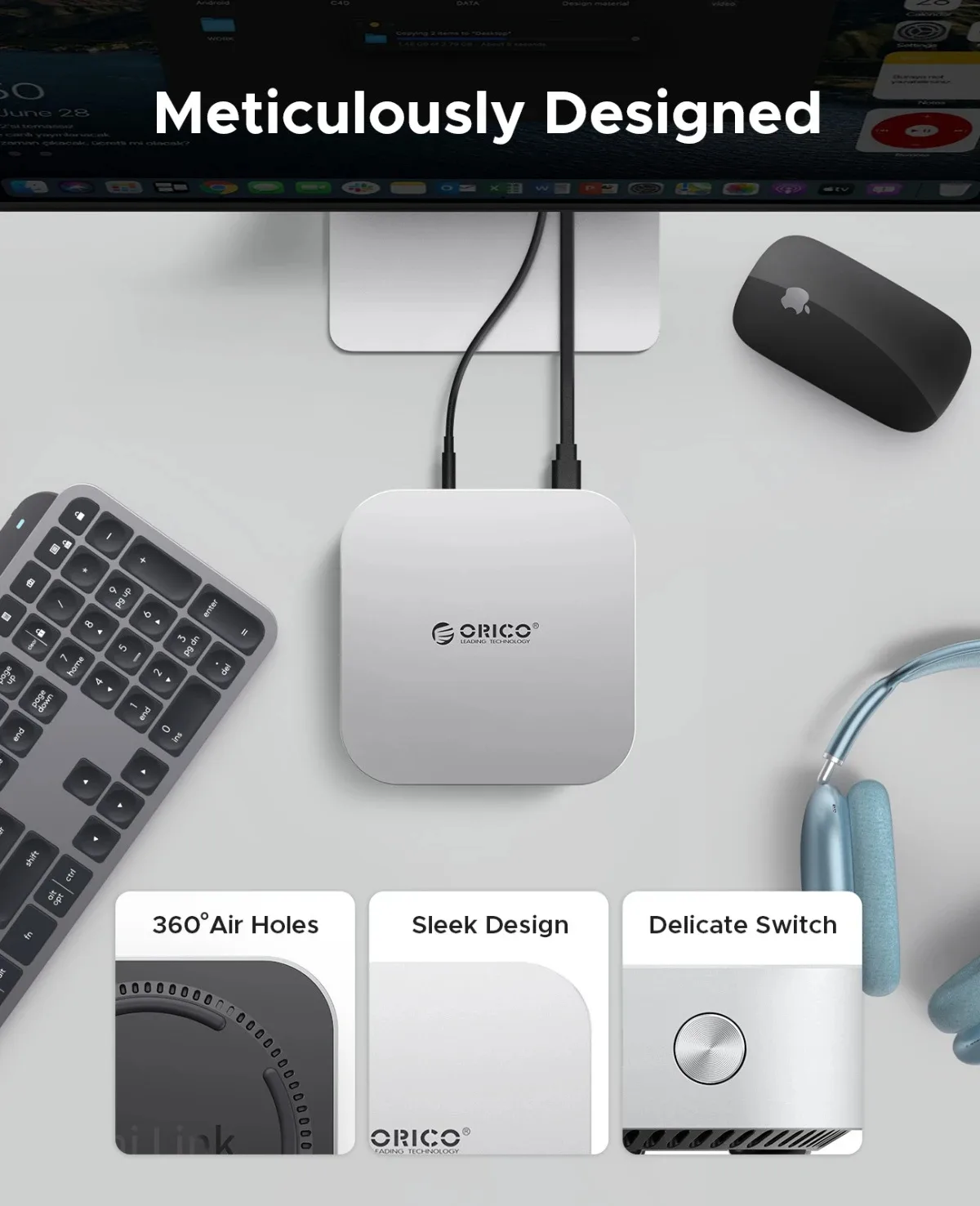 Orico докинг станция SSD Docking station M.2 NVMe - USB4(40Gbps) x 1, USB3.2(10Gbps) x 3, M.2 SSD x 2, SD/TF 4.0 - MiniLink M47P-EU-SV - Image 170