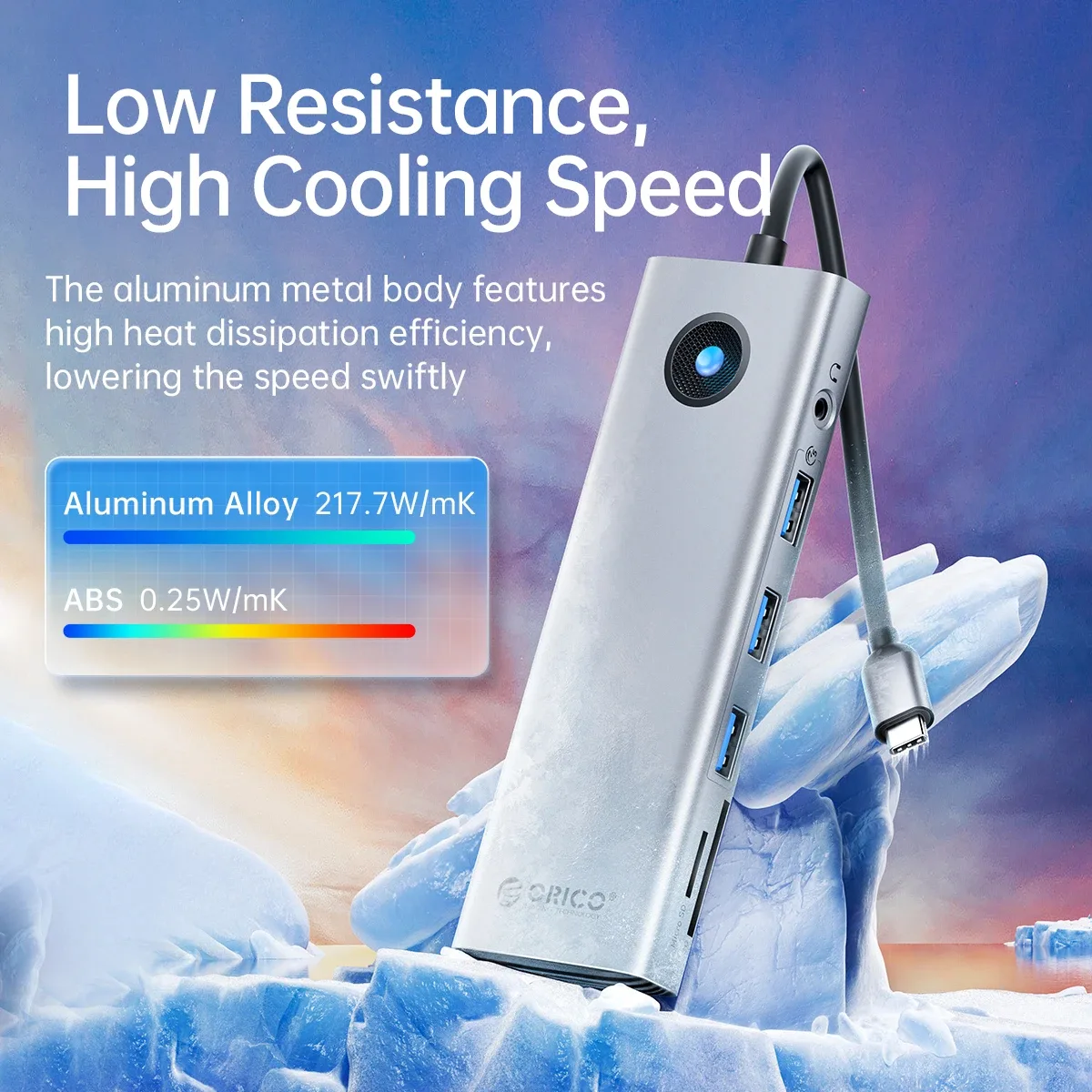 Orico докинг станция Type-C Docking Station Power Distribution 100W - HDMI, Type-C x 1, USB3.0 x 3, LAN 1000Mbps Gigabit, SD/TF, VGA, Audio - PW11-10P-GY - Image 284