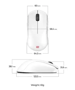 Alternative view of Геймърска безжична мишка ZOWIE U2-DW 4K, 2.4G, бяла