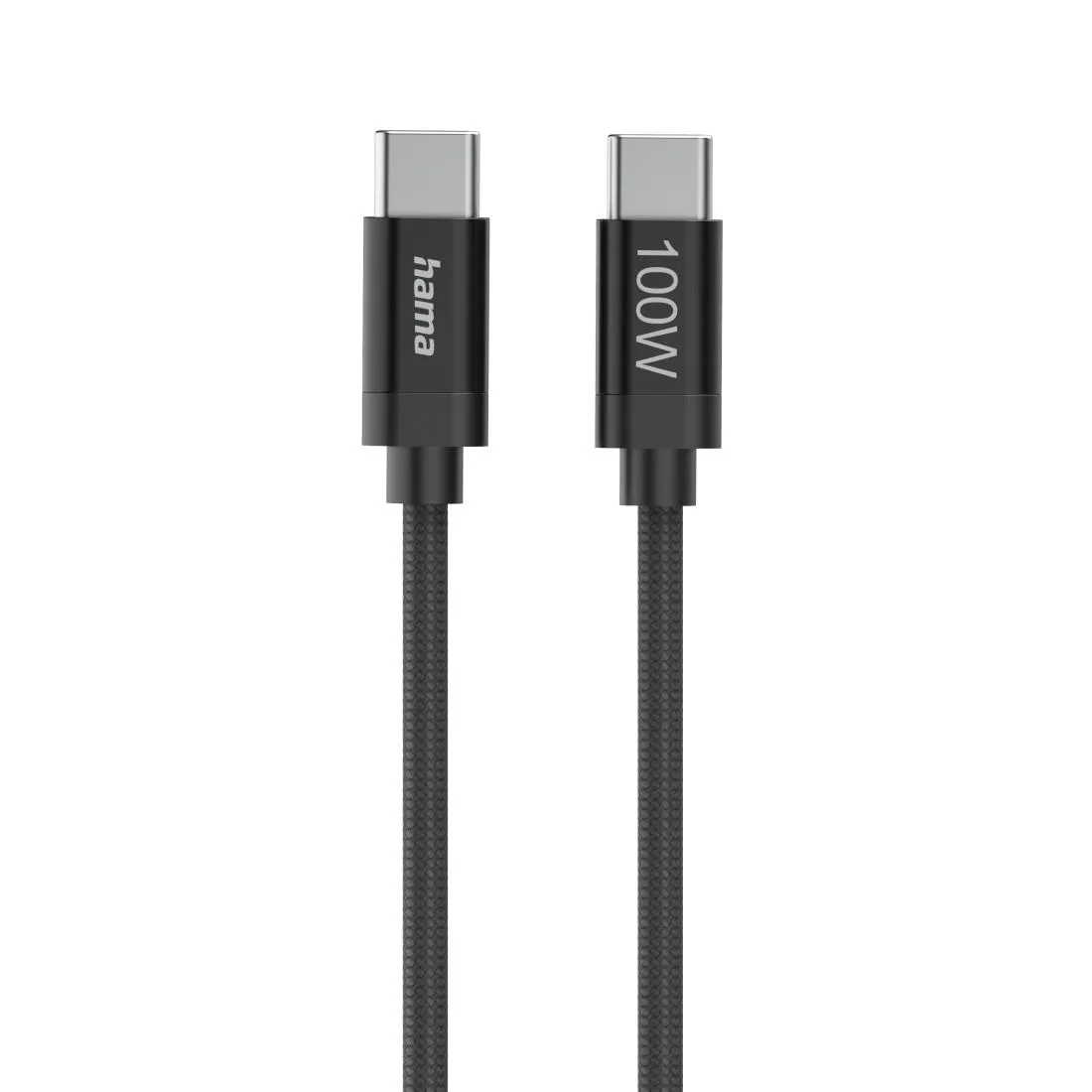 Hama Кабел за зареждане "Fabric" USB-C - USB-C 100 W 1.5 m Nylon black