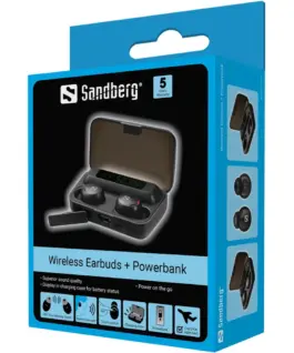 СЛУШАЛКИ SANDBERG Wireless Earbuds + Powerbank – Black – PN