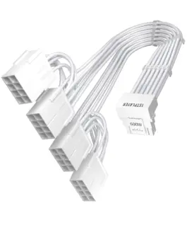 1stPlayer удължителен кабел Custom Sleeved Modding Cable White - 4 x PCIe 8-pin to 12VHPWR -