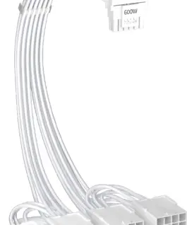 1stPlayer удължителен кабел Custom Sleeved Modding Cable White – 4 x PCIe 8-pin to 12VHPWR –