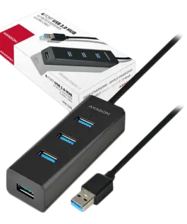 Alternative view of USB хъб AXAGON HUE-S2BL 4x USB3.0 Charging Hub 1.2m Cable, MicroUSB Charging