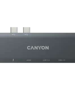 USB хъб CANYON hub DS-5 7in1 Thunderbolt 3 Space Grey