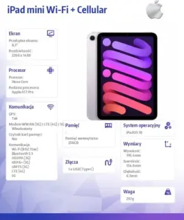 Alternative view of Apple iPad mini Wi-Fi + Cellular 256GB лилав