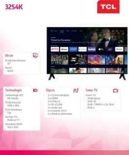 Alternative view of TCL Telewizor LED 32 инча 32S4K