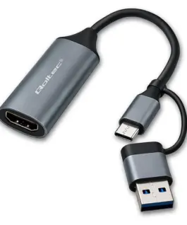 Qoltec адаптер USB C USB A HDMI 4K 30Hz aluminium