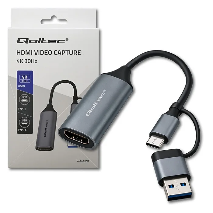 Qoltec адаптер USB C USB A HDMI 4K 30Hz aluminium - Image 3