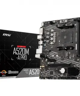 Дънна платка MSI Main Board Desktop A520M-A PRO (A520 AM4 2xDDR4 1x PCI-E 3.0 x16 slot1x M.2 slot4x USB 3.2 Gen12x USB 2