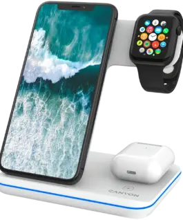 Зарядно за мобилен телефон CANYON wireless charger WS-303 15W 3in1 White