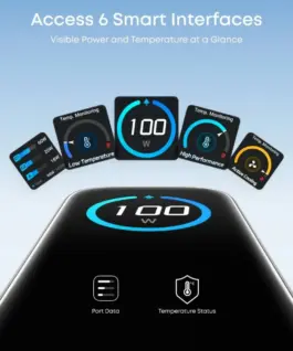 Alternative view of Anker зарядно USB-A + 2xUSB-C 100W SMART with display, silver