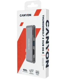 USB хъб CANYON hub DS-5 7in1 Thunderbolt 3 Space Grey
