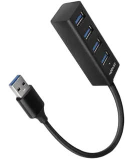 USB хъб AXAGON HUE-M1AL 4x USB 3.2 Gen 1 MINI hub metal 1.2m USB-A cable