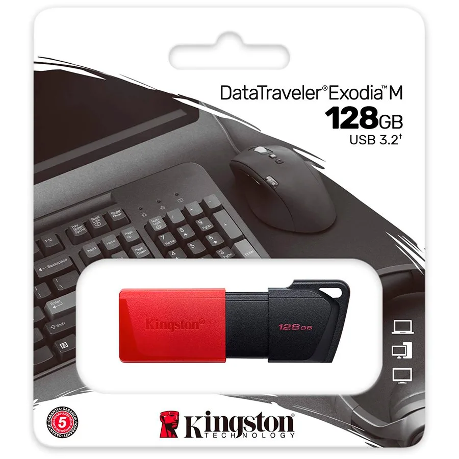 USB памет Kingston 128GB USB3.2 Gen1 DataTraveler Exodia M (Black + Red) - Image 24