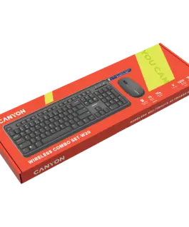 Клавиатура CANYON SET-W20 EN/BG Keyboard+Mouse Velvet Wireless Black
